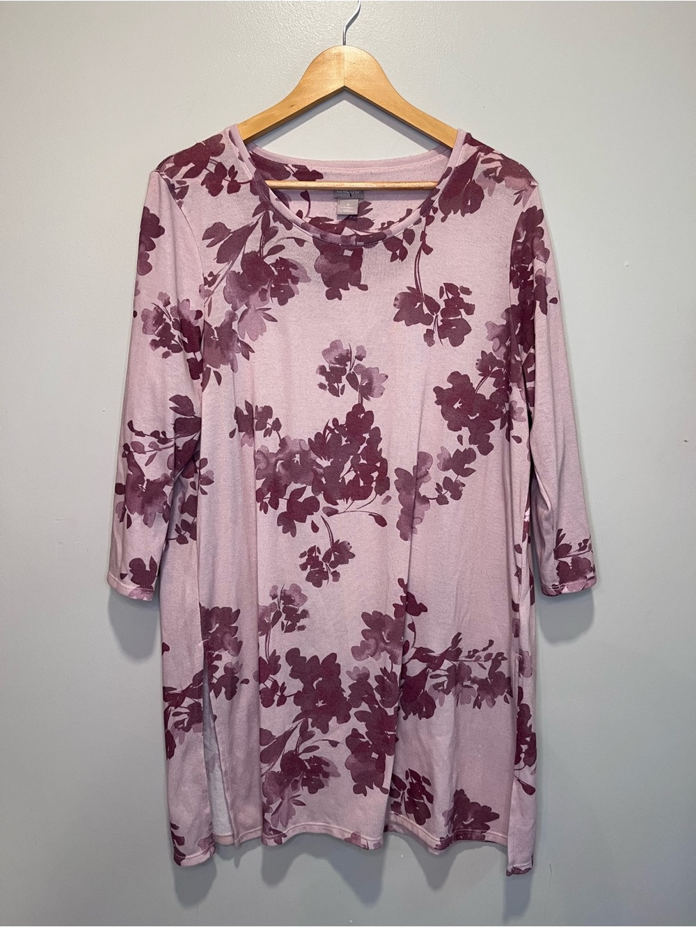 Chico's Dusty Pink & Mauve Floral Swing Tunic